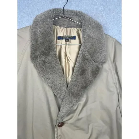 Vintage 70s Brooks Brothers Canvas Over Coat Trench Mens Size 44 Fully Lined